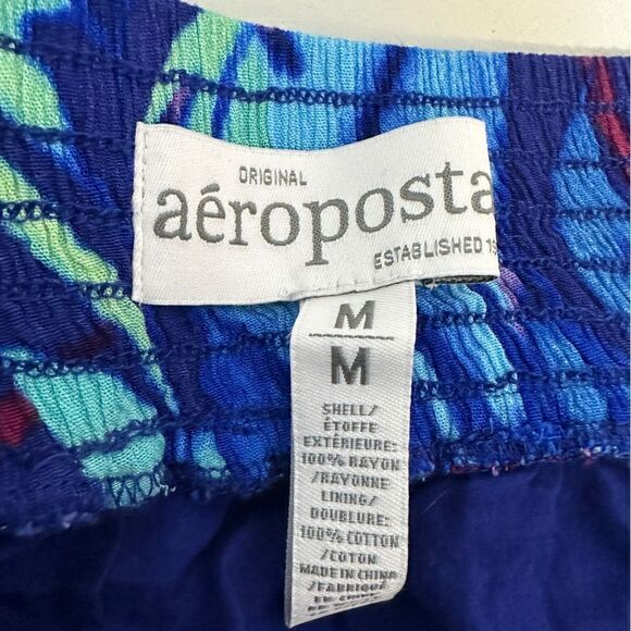 Aeropostale Mini Skirt Cotton Blue Tropical Hawaiian size M - Picture 3 of 7